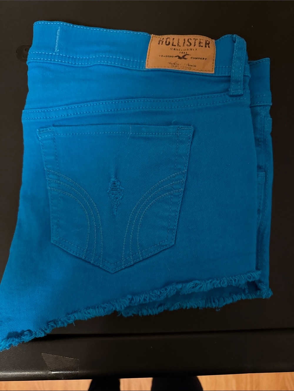 Hollister Bright Teal Blue Denim Cutoff Shorts